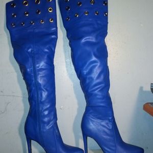 NWT Scene Blue Over the Knee High Heeled 5" Boots